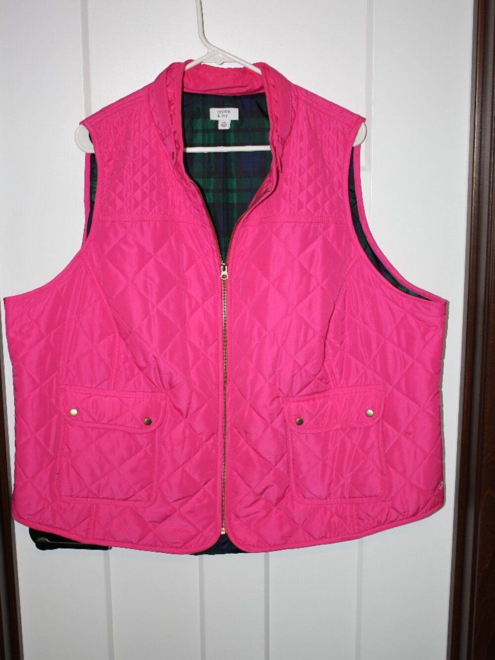 Crown & Ivy, Bright Pink, quilted vest, size 3X